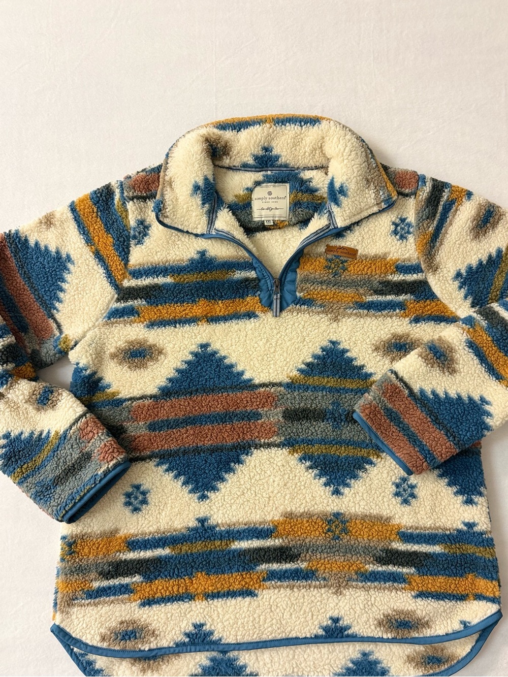 Simply Southern Southwestern Sherpa Quarter Zip Women’s XXL Aztec Print Cozy - Picture 2 of 9